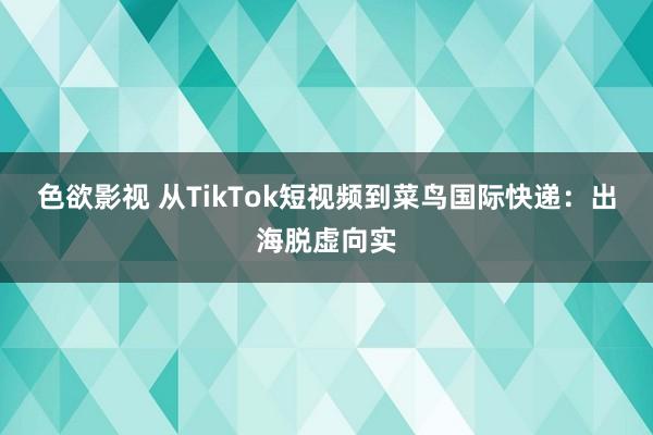 色欲影视 从TikTok短视频到菜鸟国际快递：出海脱虚向实